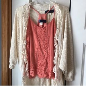 Francesca’s Peach Lace Top